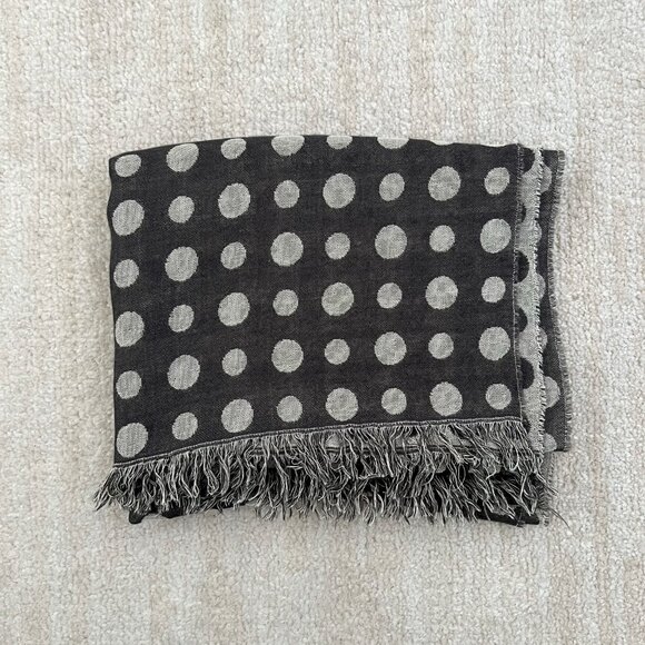 J. Crew Polka Dot Fringe Rectangle Scarf - Picture 1 of 7